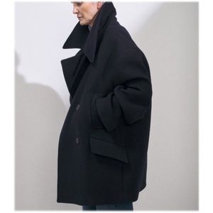 Raey Oversized Pea Coat - Dark Navy - Size L
